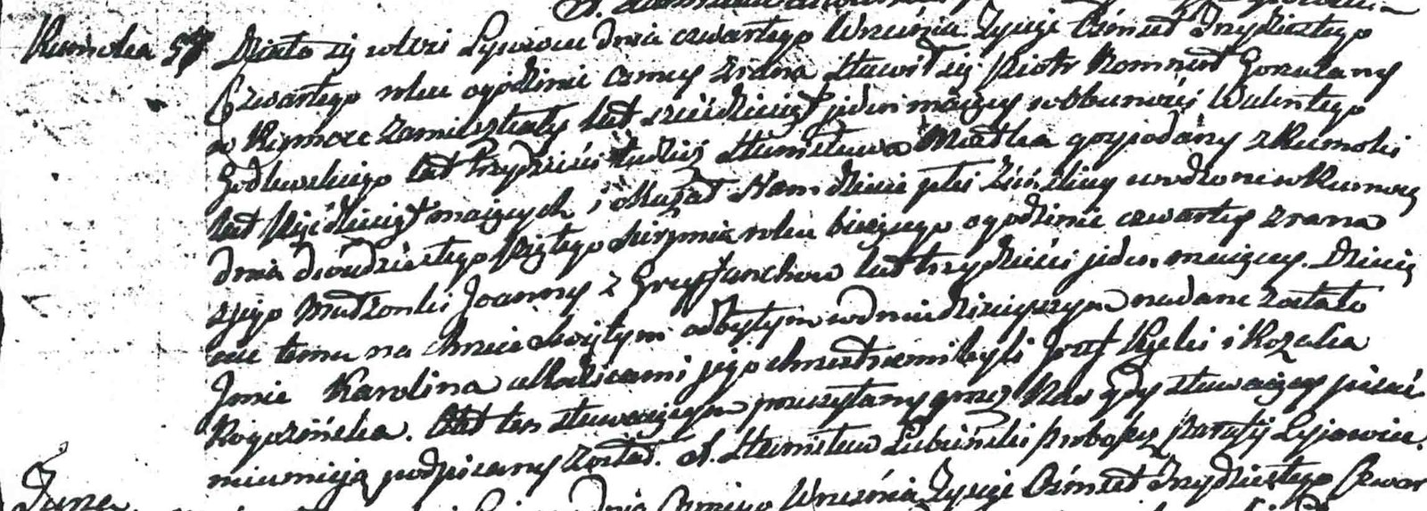 Polnischsprachige Geburts- und Taufurkunde von 1834 aus Lipowiec Kościelny für Karolina Bomnert